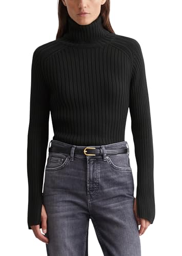 Marc OߴPolo Damen Rollkragenpullover aus Bio-Baumwolle mit Rippstrickmuster, Cremefarben (Stony Sand), im Sale