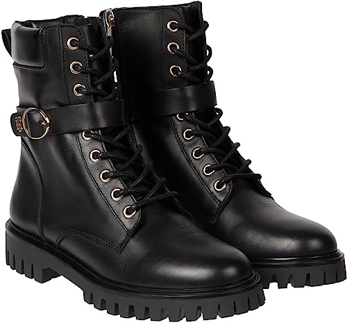 Tommy Hilfiger BUCKLE LACE UP BOOT Niedrige Stiefel Damen, Schwarz (Black), 37 EU im Sale