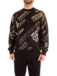 Thumbnail for Versace Jeans Couture Allover Logo Print Cotton Black/Gold Sweatshirt, black, medium on sale