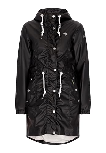 Schmuddelwedda Damen Regenmantel, S, Schwarz im Sale