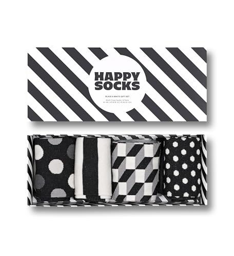 Happy Socks Unisex 4-Pack Classic Black & White Gift Set Socken, Multi, M-L (4er Pack) im Sale