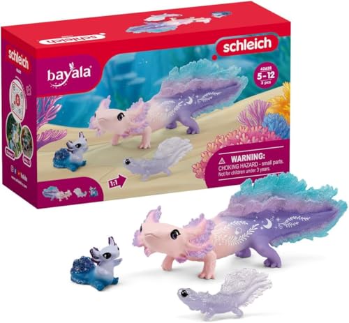 schleich BAYALA 42628 Axolotl Salamander Unterwasserwelt Spielset - 3-Teiliges Magisches Axolotl Salamander Spielset mit Mama und Baby Axolotls, Figuren für Kinder von 5-12 Jahren im Sale