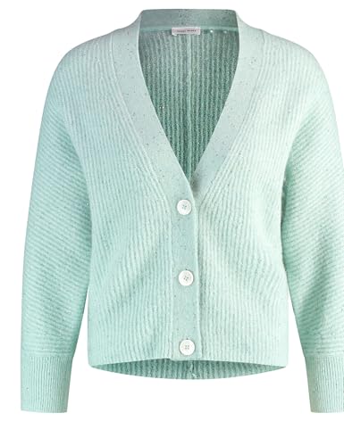 Gerry Weber Damen Edel glitzernde Strickjacke aus Woll-Mix breite Rippenbündchen, Langarm, überschnittene Schultern unifarben, Melange Mint Melange 46 im Sale