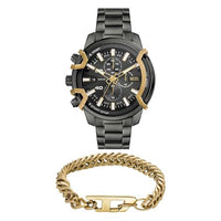 Thumbnail for Diesel Herren Edelstahl Griffed Grau Uhr und Gold-Ton Armband, Set im Sale