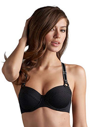Thumbnail for Marlies Dekkers 18150/181501 Women's Gloria Black Pinstripe Striped Padded Underwired Deep Plunge Plunge Bra 80B on sale