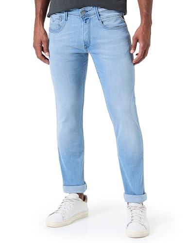 Replay Herren Jeans Anbass Slim-Fit mit Power Stretch, Blau (Light Blue 010-1), 34W / 34 im Sale