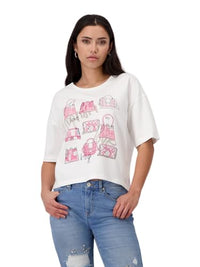 Thumbnail for MONARI Women's T-Shirt with Pocket Print Off-White, pink - 40 on Sale