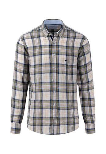 FYNCH-HATTON Modern Button-Down Check Shirt Dusty Olive/ on Sale