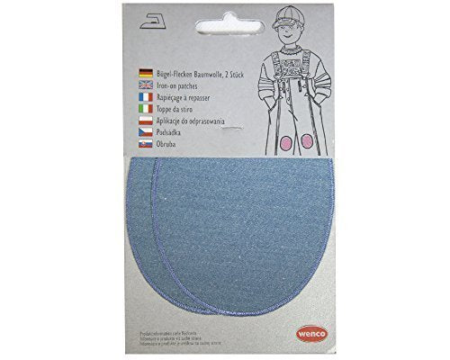 Wenco 2-piece cotton iron-on patch set, iron-on patch, iron-on patch, appliqué, iron-on patches in a set of 2 - double pack, for jeans, trousers, shirts, etc. - jeans look (light blue) on sale