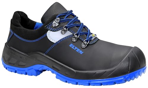 ELTEN Sicherheitsschuhe Alessio Steel XW Low ESD S3, Damen und Herren, Leder, Stahlkappe, leicht, robust Schwarz,Blau43 im Sale