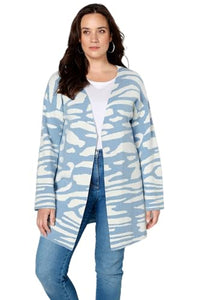 Thumbnail for MIAMODA women's plus size cardigan, all-over pattern, open shape, sky blue 48 202333701-48 on sale