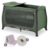 Thumbnail for hauck Baby Reisebett Play N Relax Center Set mit Komfort Matratze und Insektenschutz - Babyreisebett mit Neugeborenen Einsatz, Wickelauflage und Tasche (höhenverstellbar & faltbar) - Dark Green im Sale