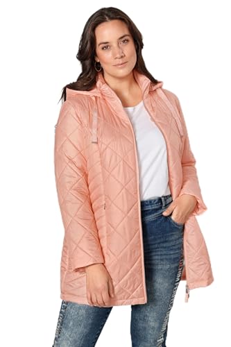 MIAMODA women's plus size quilted jacket, hood apricot 52 202294648-52