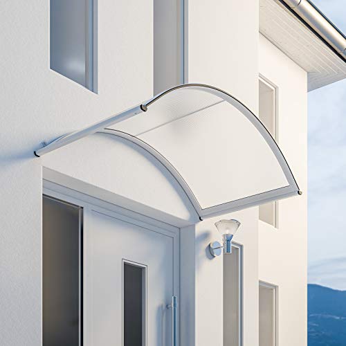 Schulte Vordach Überdachung Haustürvordach 160x90cm Polycarbonat-Hohlkammerplatte klar Aluminiumprofile weiß Rundbogenvordach im Sale