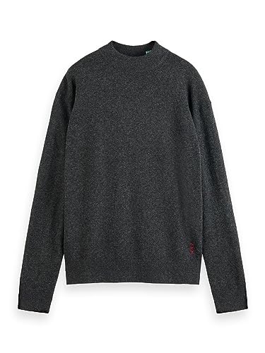 Scotch & Soda Men Dropped Shoulder Basic Mock in Recycled Polyester Blend Pullover, Artic Teal, im Sale