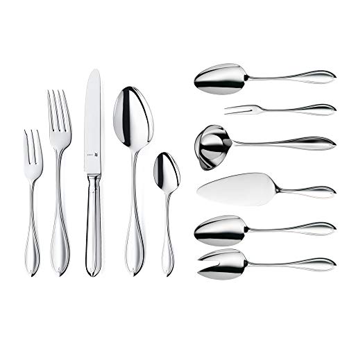 WMF Premiere Besteck Set 12 Personen, 66 teilig, 60 Teile mit Servierbesteck, Hohlheftmesser, Cromargan protect poliert, kratzbeständig, spülmaschinenfest im Sale
