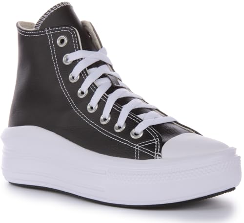 CONVERSE Damen Chuck Taylor All Star Move Platform FOUNDATIONAL Leather Sneaker, Schwarz Weiß Weiß, 36.5 EU im Sale