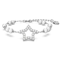Thumbnail for Swarovski Stella Armband, Weißer und Rhodiniertes Damenarmband mit Strahlenden Swarovski Kristallen im Sale
