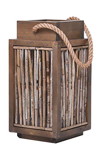 VIVANNO Lantern Column Candle Holder Lantern Rattan VELAS round Brown Grey (40x20) on Sale