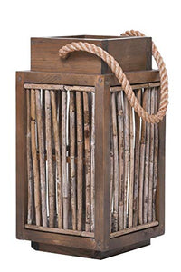 Thumbnail for VIVANNO Lantern Column Candle Holder Lantern Rattan VELAS round Brown Grey (40x20) on Sale