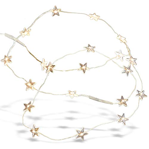 Loberon Lichterkette Stars, mit LED-Sternen, warmweiß, Weihnachtsbeleuchtung, Weihnachtsdekoration, Weihnachten, Eisendraht, Kunststoff, Silber im Sale