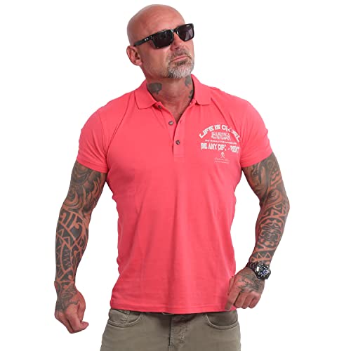 Yakuza Herren Cruel Polo Shirt, Geranium, im Sale