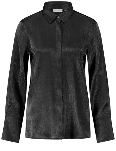 Gerry Weber Damen Satinerte Langarmbluse Langarm, Manschetten unifarben Schwarz 42 im Sale