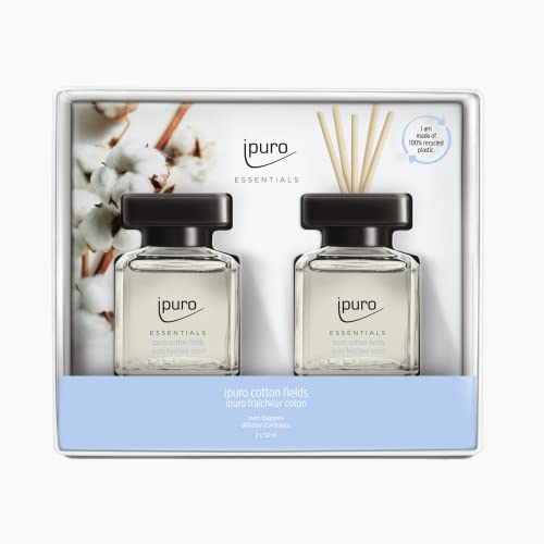 ipuro Essentials room fragrance cotton fields 2x50ml – high-quality air freshener – room fragrance set for a pleasant indoor climate – environmentally friendly design on sale