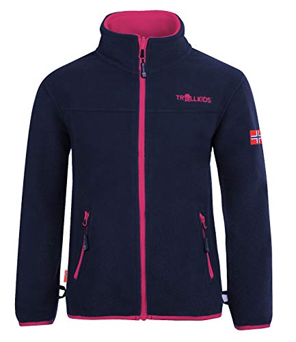 Trollkids Girls' Oppdal XT Fleece Jacket, Navy/Magenta, Size 140 on Sale