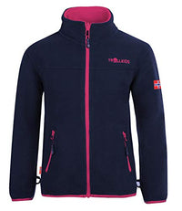 Thumbnail for Trollkids Girls' Oppdal XT Fleece Jacket, Navy/Magenta, Size 140 on Sale
