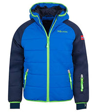 Thumbnail for Trollkids Kinder Hafjell XT wasserabweisende leichte Skijacke Winterjacke, Marineblau/Mittelblau/Grün, im Sale