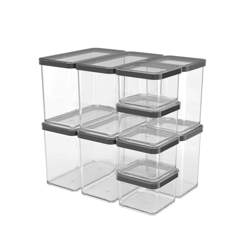 Rotho Loft Set Vorratsdosen 10 tlg. LOFT, Kunststoff (PP) BPA-frei, (32.3 x 22.3 x 32.4 cm) (Schwarz) im Sale
