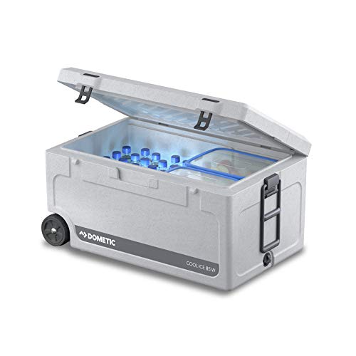 DOMETIC Cool-Ice CI 85W, portable passive cooler / ice box with wheels and handle, 86 liters, for cars, trucks, boats and camping, ideal for anglers and hunters, 52.5 x 43.2 x 84 cm on sale