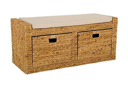 VIVANNO Lorante chest stool with water hyacinth cushion, natural on sale