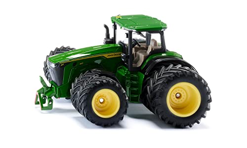 siku 3292, John Deere 8R 410 mit Doppelbereifung, Spielzeug-Traktor, 1:32, Metall/Kunststoff, Grün, Abnehmbares Frontgewicht, Achsschenkellenkung, Abnehmbare Kabine, Front- und Heckkupplung im Sale