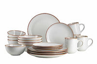 Thumbnail for MÄSER Mabella, Vintage Geschirr-Set für 4 Personen, 20-teiliges Kombiservice mit raffinierter Reaktivglasur und feinem braunem Rand, Steinzeug, grau-beige im Sale