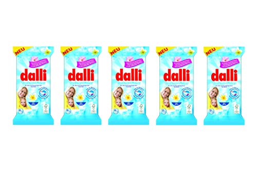 dalli® Trockner Tücher I für ca. 125 Trocknungsvorgänge | 5 x 25 Tücher (125 Tücher) I macht die Wäsche flauschig weich und bügelleichter