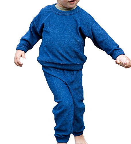 Cosilana children's terry cloth pajamas, 2-piece, 100% organic wool (116, navy) on sale