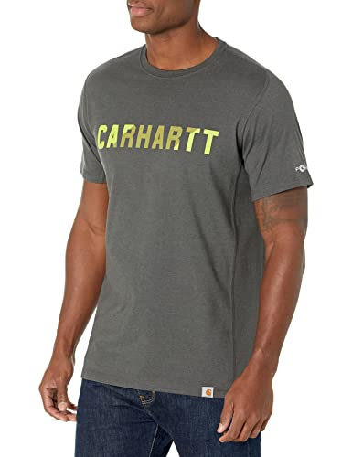 Carhartt Carhartt Force Relaxed Fit Mittelschweres Kurzarm-T-Shirt mit Blocklogo-Grafik für Herren Grau im Sale