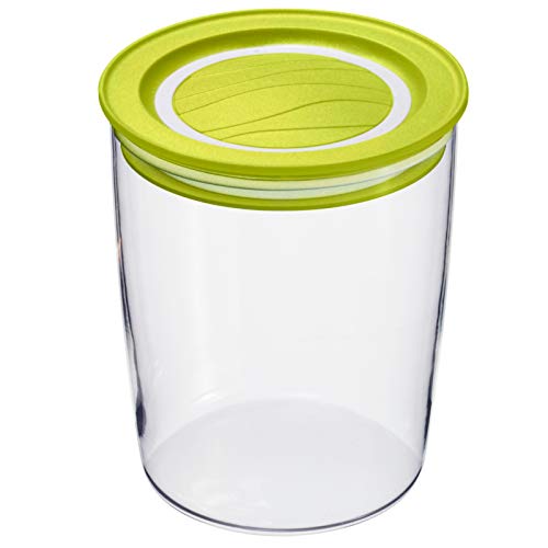 Rotho Cristallo round storage container 0.7l with lid and seal, plastic (SAN) BPA-free, transparent/green, 0.7l (11.0 x 11.0 x 11.8 cm) on sale