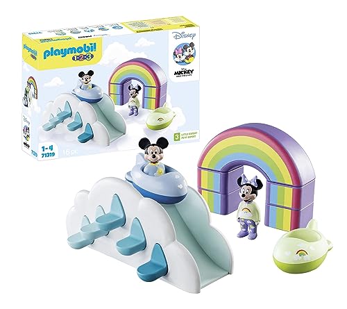 PLAYMOBIL 1.2.3 & Disney 71319 Mickys & Minnies Wolkenhaus, Micky Maus, Lernspielzeug für Kleinkinder, Spielzeug für Kinder ab 12 Monaten im Sale