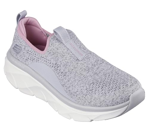 Skechers Women's D'Lux Walker 2.0 Bold State, Grey Knit, Pink Trim, EU on Sale