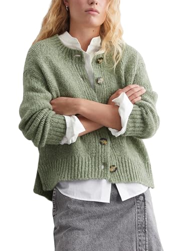 Marc OߴPolo Denim Damen Cardigan Strickjacke aus Woll-Mix, Grün (Medium Green Melange 01), im Sale