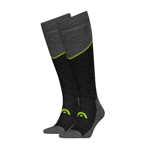HEAD Unisex Ski Beginner Kneehigh Sock, Gray Melange/lime, 43-46 EU on sale