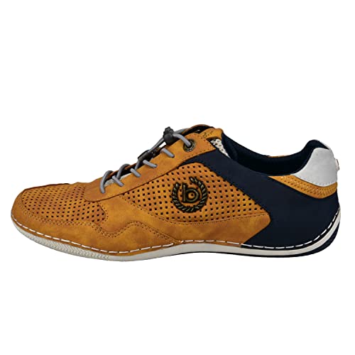 bugatti Herren Casual Sneaker mit Flexibler Sohle, Schnürschuh mit Memory Foam, Elastische Schnürsenkel, Rot, 43 EU im Sale