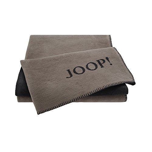 Joop! Plaid Blanket Plain Doubleface Taupe-Anthracite Cotton/Dralon, Dimensions: 200cm x 150cm, 631381 on Sale