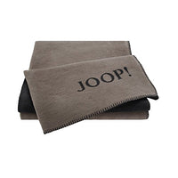 Thumbnail for Joop! Plaid Blanket Plain Doubleface Taupe-Anthracite Cotton/Dralon, Dimensions: 200cm x 150cm, 631381 on Sale