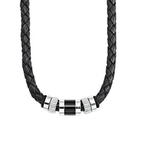 Thumbnail for s.Oliver Halsband Edelstahl Leder Herren Halsschmuck, 45+3 cm, Silber, Kommt in Schmuck Geschenk Box, 9066681 im Sale