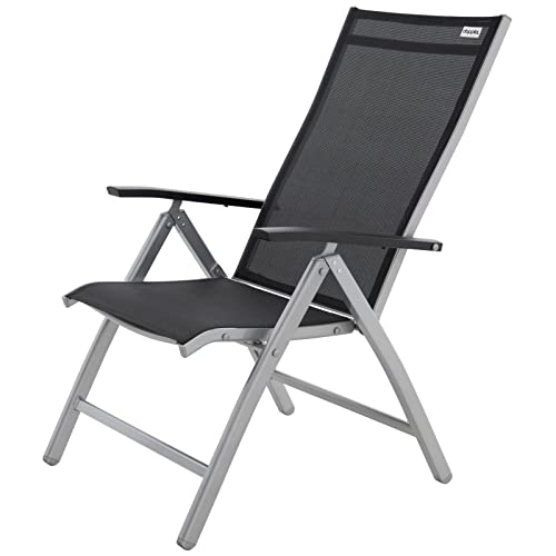 Doppler Folding Chair Expert I Garden Folding Chair in Silver I Patio Chair Foldable I High-Back Garden Chair I Premium Balcony Furniture Space-Saving I Garden Folding Chairs with High Backrest on Sale