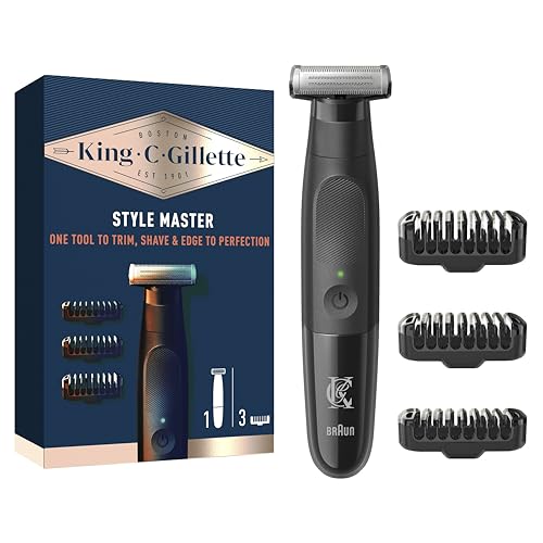 Gillette King C Style Master, Bartschneider, Stoppelschneider & Elektrorasierer mit einer 4D-Klinge, inklusive 3 Kammaufsätzen